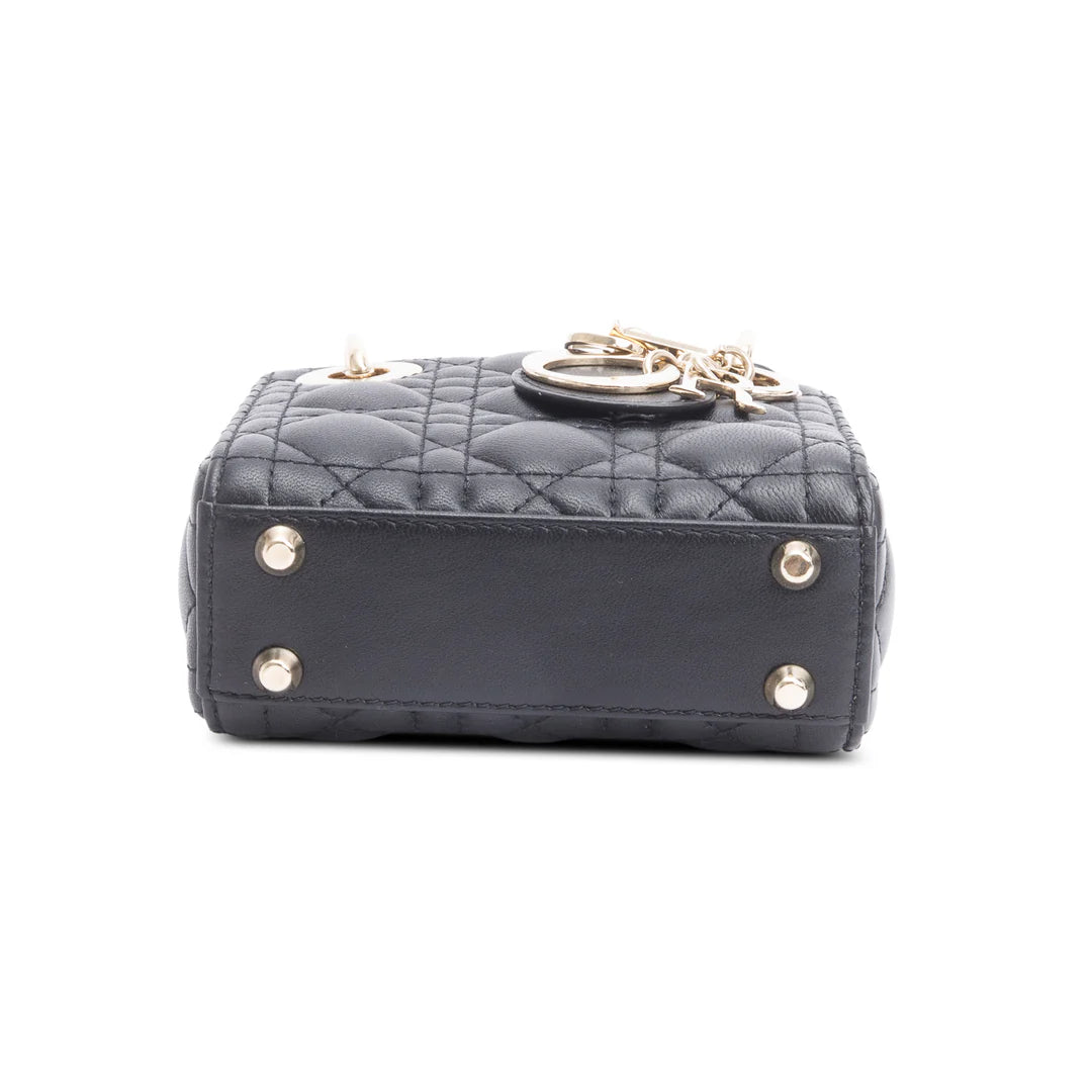 2022 Black Leather Micro Lady Dior Bag w/ Box &amp; Receipt