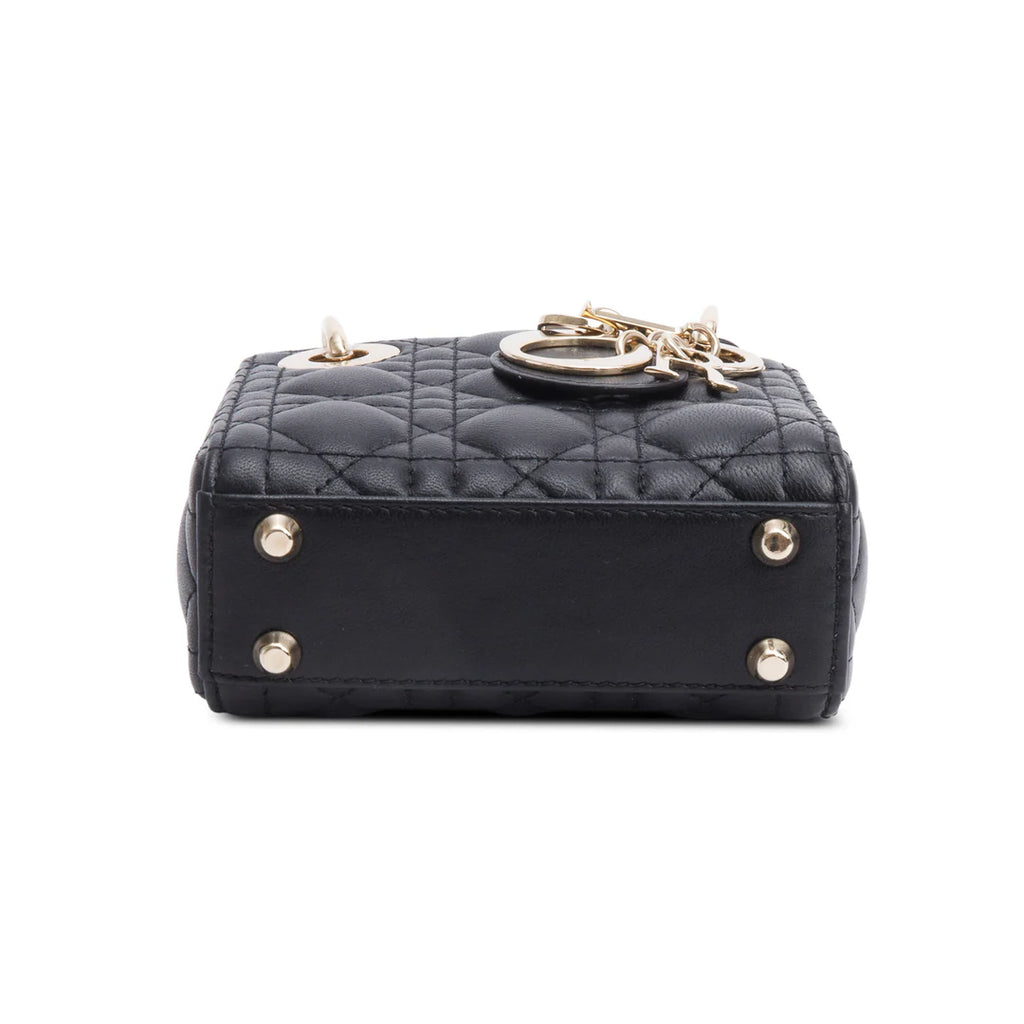 2022 Black Leather Micro Lady Dior Bag w/ Box &amp; Receipt