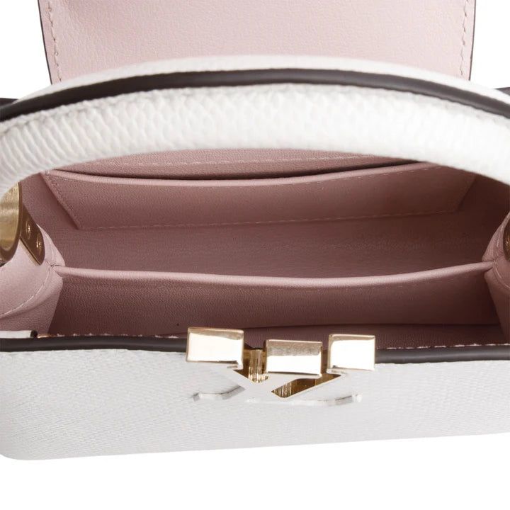 White Iridescent Python Capucines Mini