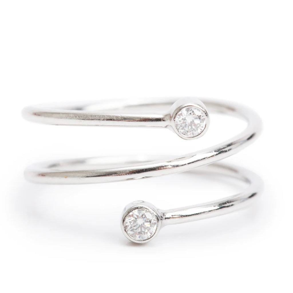 Elsa Peretti Platinum Diamond Hoop Three-Row Ring, Size 6.5 w/ Box Coeur Cult Core
