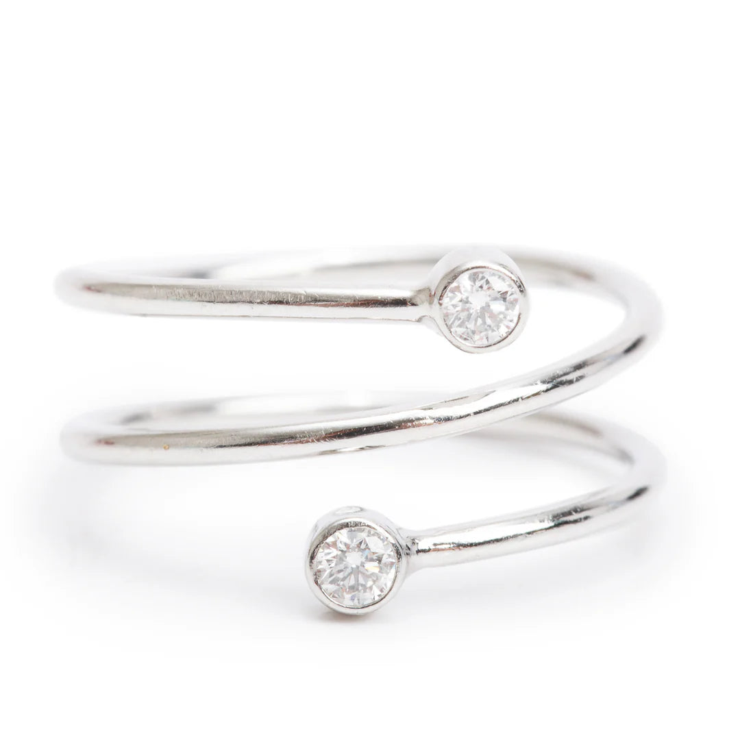 Elsa Peretti Platinum Diamond Hoop Three-Row Ring, Size 6.5 w/ Box Coeur Cult Core