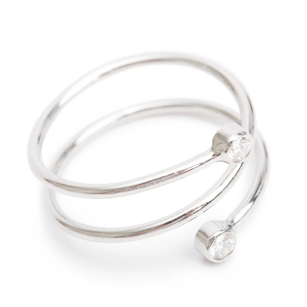 Elsa Peretti Platinum Diamond Hoop Three-Row Ring, Size 6.5 w/ Box Coeur Cult Core