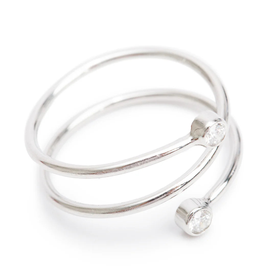 Elsa Peretti Platinum Diamond Hoop Three-Row Ring, Size 6.5 w/ Box Coeur Cult Core