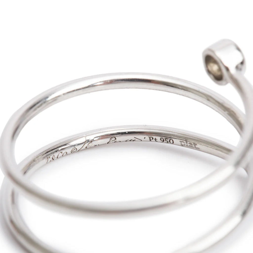 Elsa Peretti Platinum Diamond Hoop Three-Row Ring, Size 6.5 w/ Box Coeur Cult Core
