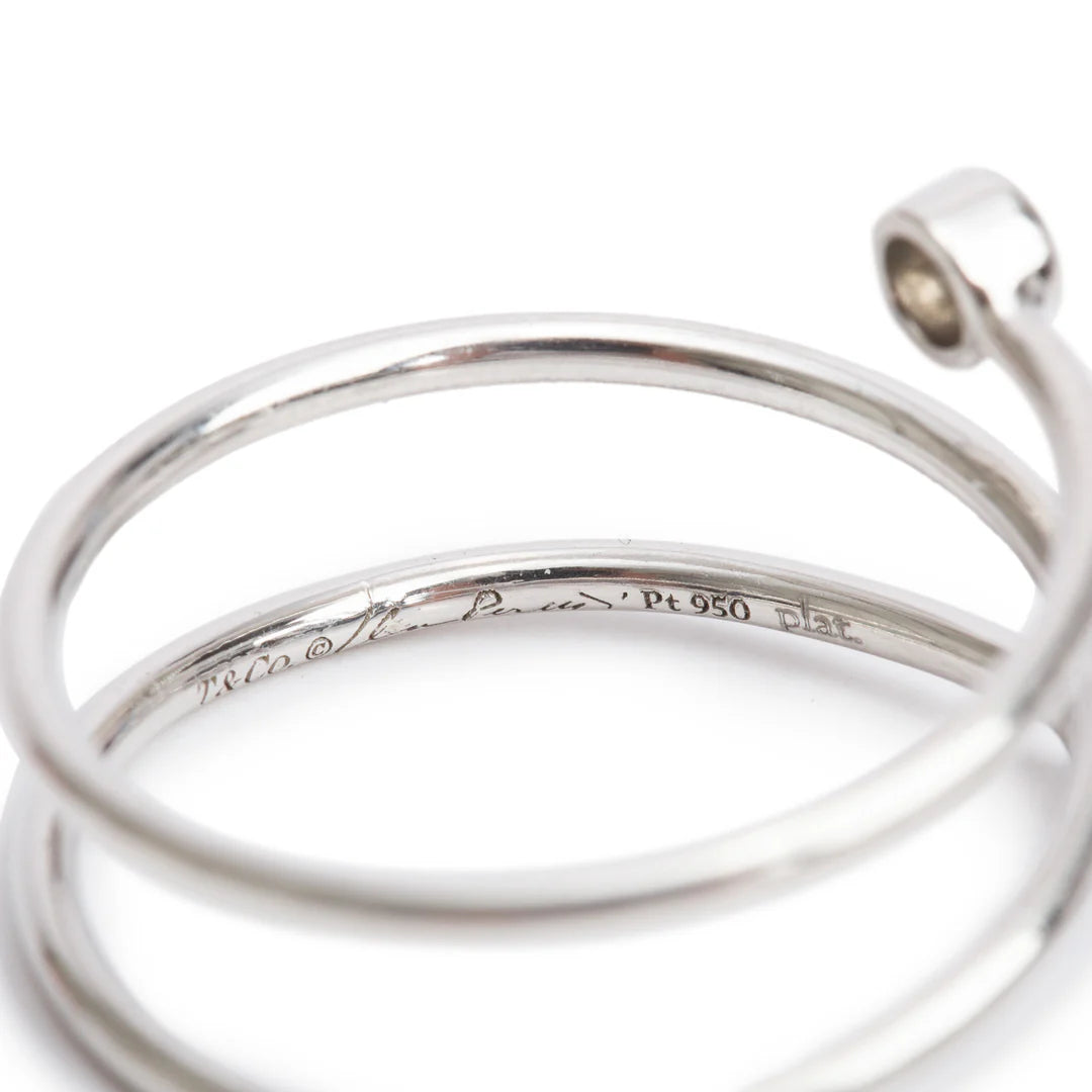 Elsa Peretti Platinum Diamond Hoop Three-Row Ring, Size 6.5 w/ Box Coeur Cult Core