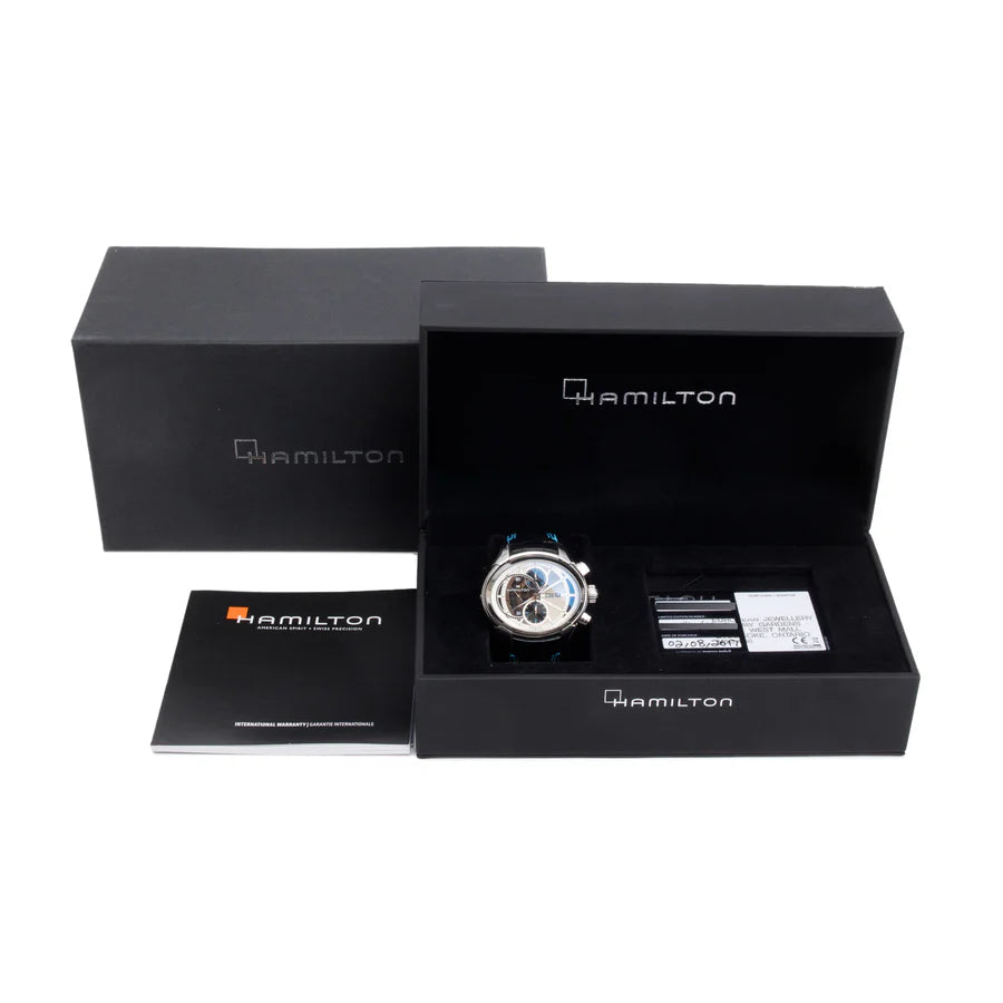 Stainless Steel Jazzmaster Face 2 Face II Automatic Chronograph Watch H32866781 w/ Box &amp; Papers