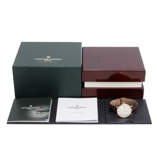 18k Rose Gold Slimline 37.5 MM Automatic Watch w/ Box