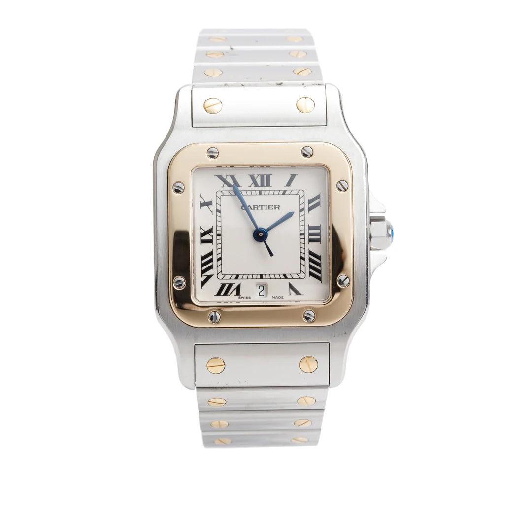 Stainless Steel &amp; 18k Yellow Gold Santos De Galbee Quartz Watch, Medium Model 1566 w/ Box &amp; Papers Coeur Cult Core