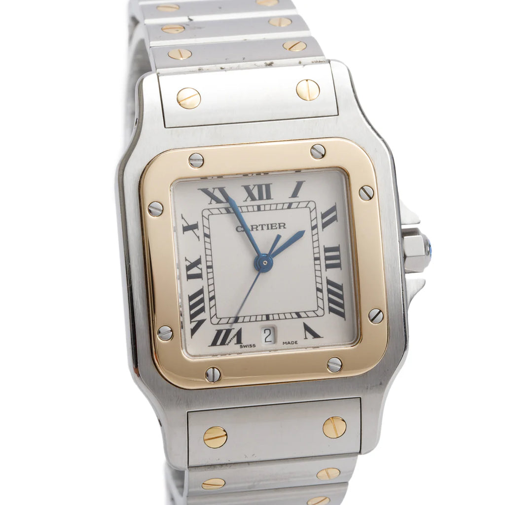 Stainless Steel &amp; 18k Yellow Gold Santos De Galbee Quartz Watch, Medium Model 1566 w/ Box &amp; Papers Coeur Cult Core