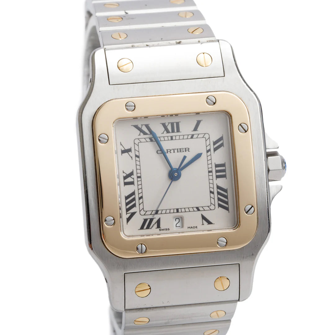 Stainless Steel &amp; 18k Yellow Gold Santos De Galbee Quartz Watch, Medium Model 1566 w/ Box &amp; Papers Coeur Cult Core