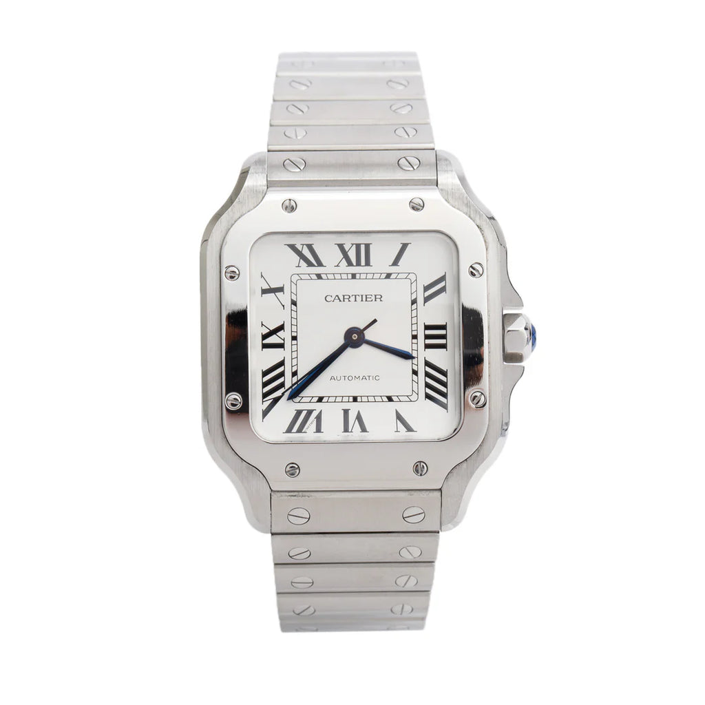Stainless Steel Santos de Automatic Watch, Medium Model 4075 w/ Box, Papers &amp; Extra Strap Coeur Cult Core