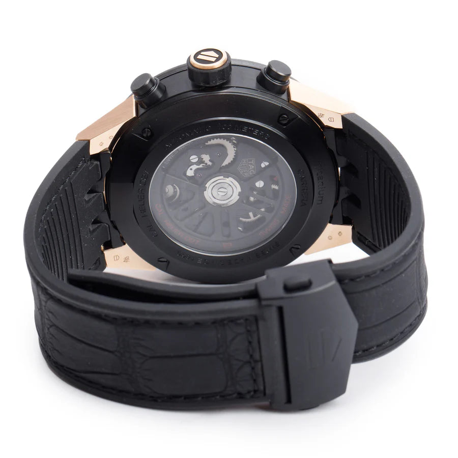 18k Rose Gold, Black Titanium &amp; Ceramic Carrera 45 MM Automatic Chronograph Tourbillon Watch CAR5A5U w/ Box &amp; Papers