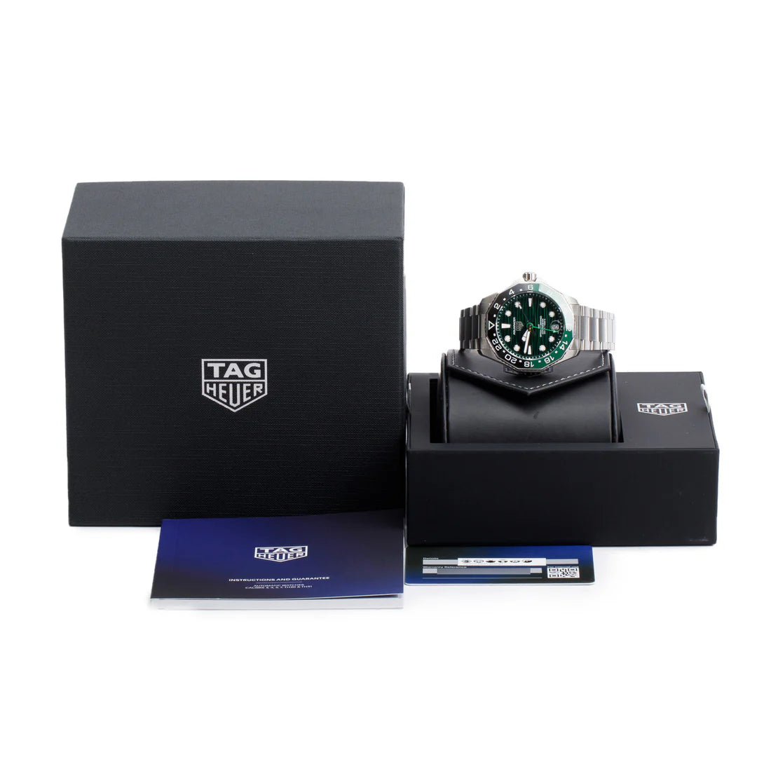 2025 Stainless Steel Aquaracer Professional 300M GMT 42 MM Automatic Watch Green Dial WBP5115 w/ Box, Receipt &amp; Papers
