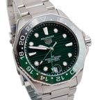 2025 Stainless Steel Aquaracer Professional 300M GMT 42 MM Automatic Watch Green Dial WBP5115 w/ Box, Receipt &amp; Papers