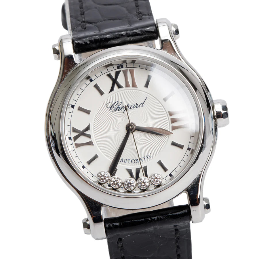 Stainless Steel Diamond Happy Sport 30 MM Automatic Watch w/ Box