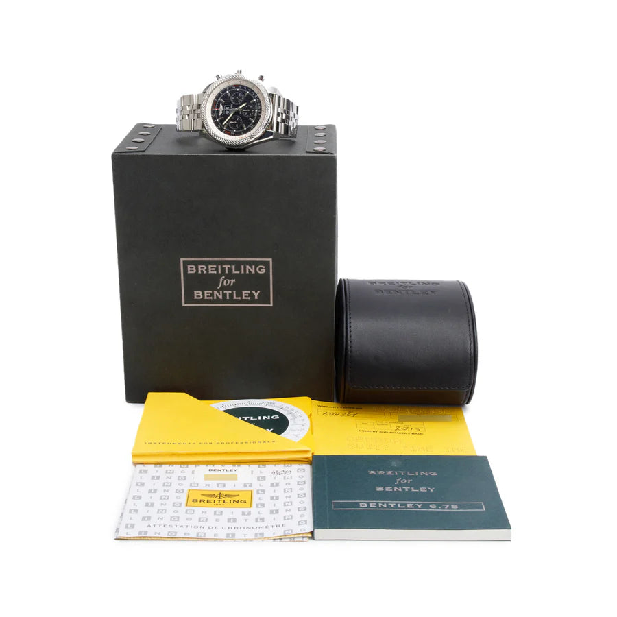 Stainless Steel Bently 6.75 49 MM Automatic Chronograph Watch A44364 w/ Box &amp; Papers