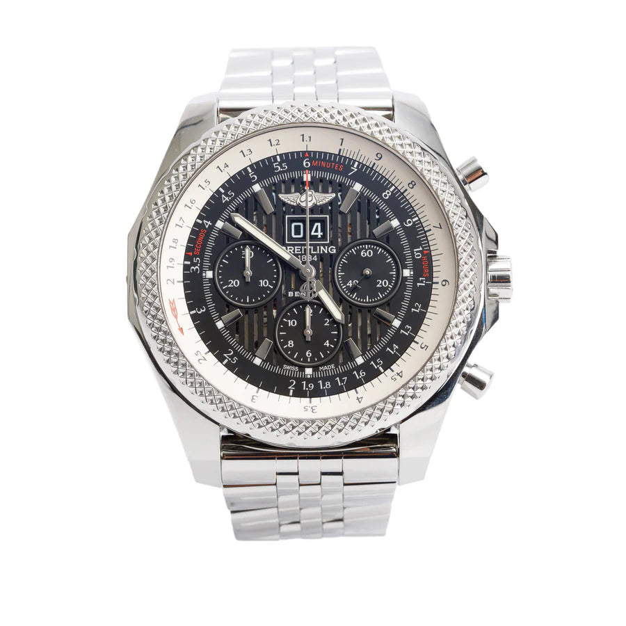 Stainless Steel Bently 6.75 49 MM Automatic Chronograph Watch A44364 w/ Box &amp; Papers