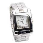 Stainless Steel Diamond Mother of Pearl Dial Happy Sport Square Quartz Watch 8495 Coeur Cult Core