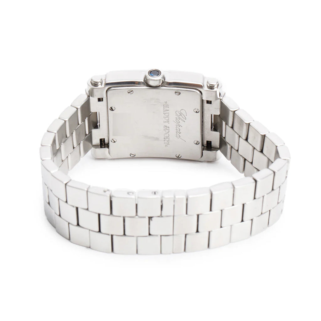 Stainless Steel Diamond Mother of Pearl Dial Happy Sport Square Quartz Watch 8495 Coeur Cult Core