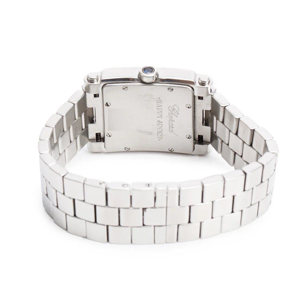 Stainless Steel Diamond Mother of Pearl Dial Happy Sport Square Quartz Watch 8495 Coeur Cult Core