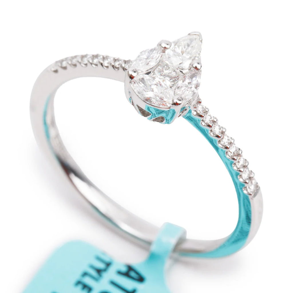 Effy 18k White Gold Cluster Diamond Ring, Size 7 w/ Box Coeur Cult Core