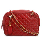 Vintage Red Quilted Lambskin Leather Tassel Camera Bag Coeur Cult Core