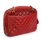 Vintage Red Quilted Lambskin Leather Tassel Camera Bag Coeur Cult Core