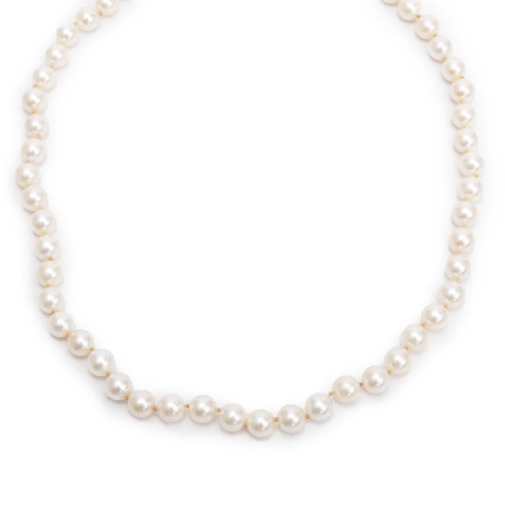 2022 18k White Gold 7-7.5 MM Akoya Cultured Pearl Necklace w/ Box &amp; Receipt Coeur Cult Core