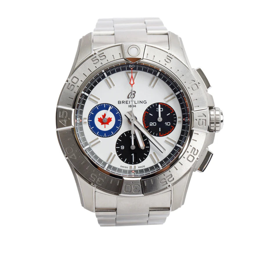 2025 Stainless Steel Royal Canadian Air Force Avenger B01 44 MM Chronograph Automatic Watch AB0147 w/ Box &amp; Papers
