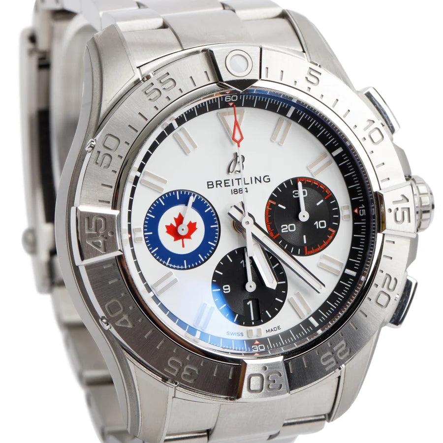 2025 Stainless Steel Royal Canadian Air Force Avenger B01 44 MM Chronograph Automatic Watch AB0147 w/ Box &amp; Papers