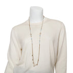 Gold-Plated Aquamarine &amp; Quartz Bead, Faux Pearl &amp; CC Station Necklace Coeur Cult Core