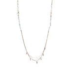 Gold-Plated Aquamarine &amp; Quartz Bead, Faux Pearl &amp; CC Station Necklace Coeur Cult Core