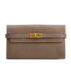 Etoupe Epsom Leather Classic Kelly Longue Wallet Coeur Cult Core