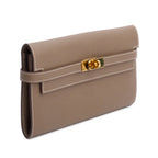 Etoupe Epsom Leather Classic Kelly Longue Wallet Coeur Cult Core