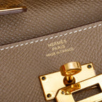 Etoupe Epsom Leather Classic Kelly Longue Wallet Coeur Cult Core