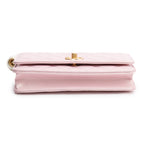 Pink Iridescent Quilted Lambskin Leather CC Pearl Crush Classic Wallet on Chain w/ Box Coeur Cult Core