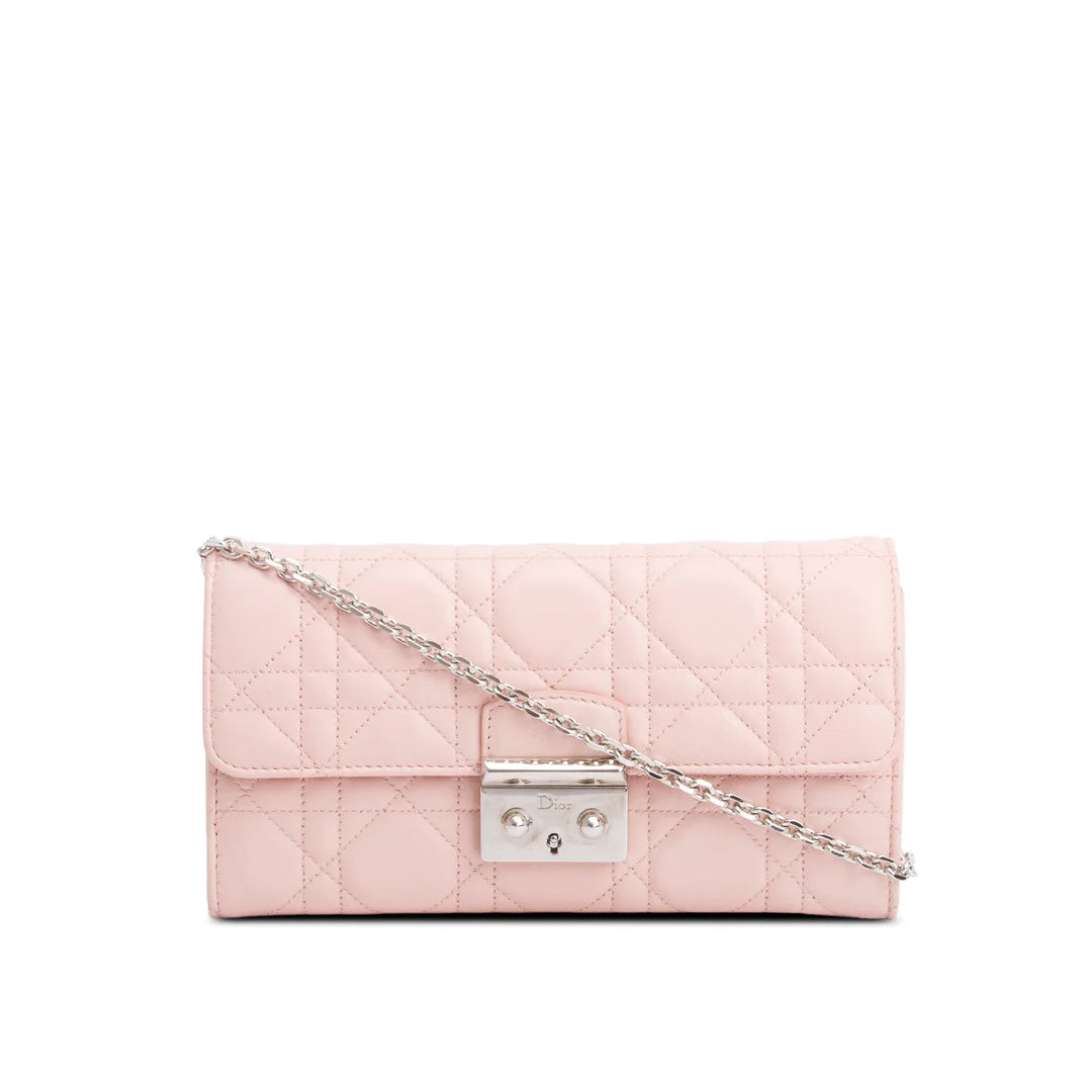Pink Cannage Leather Miss Dior Promenade Chain Wallet