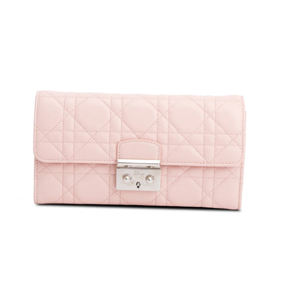 Pink Cannage Leather Miss Dior Promenade Chain Wallet