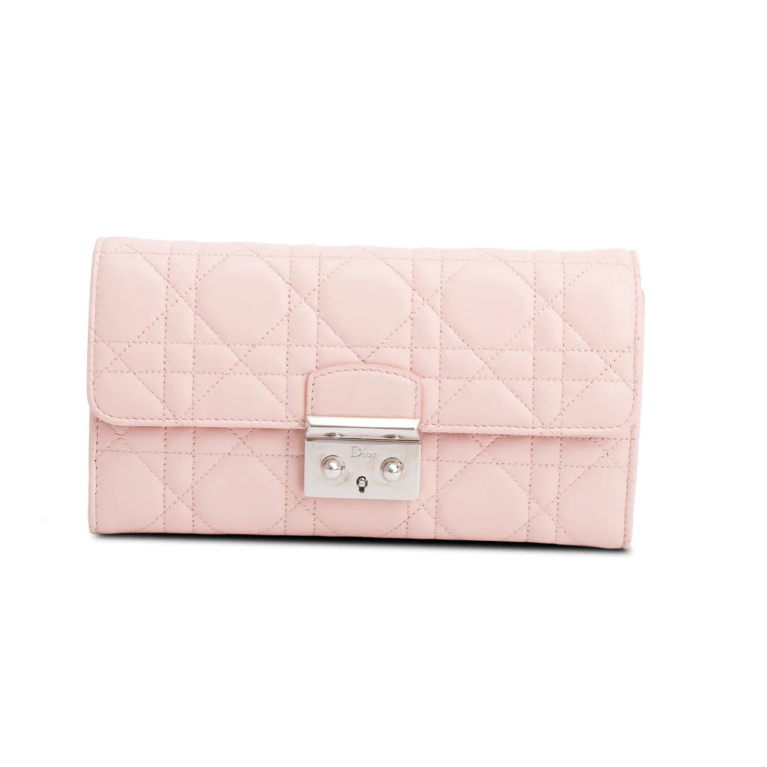 Pink Cannage Leather Miss Dior Promenade Chain Wallet