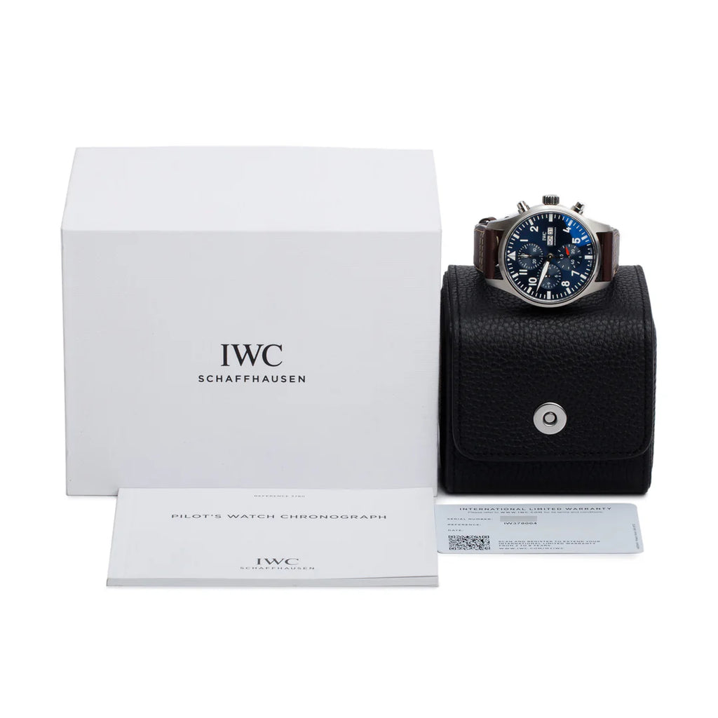Stainless Steel 43MM Pilot's Chronograph Automatic Blue Dial Watch IW378004 w/ Box &amp; Papers