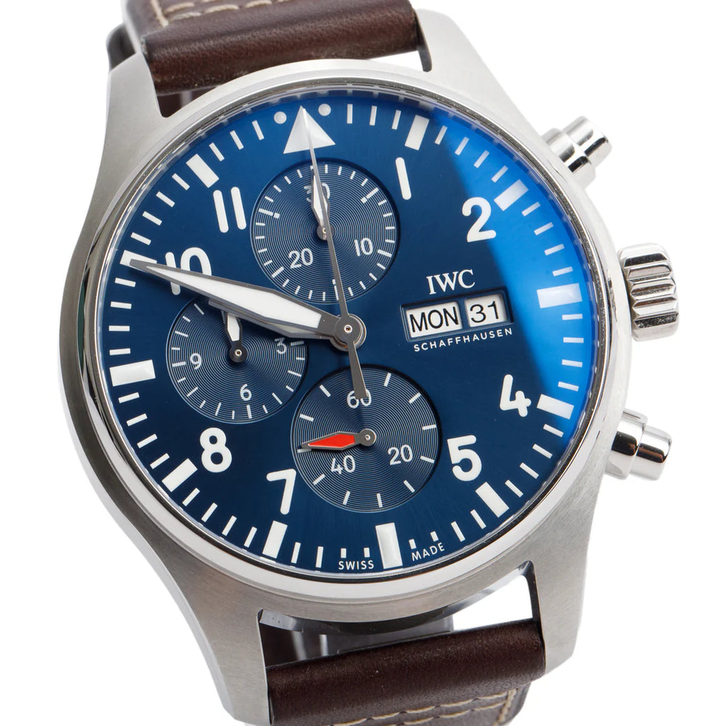 Stainless Steel 43MM Pilot's Chronograph Automatic Blue Dial Watch IW378004 w/ Box &amp; Papers
