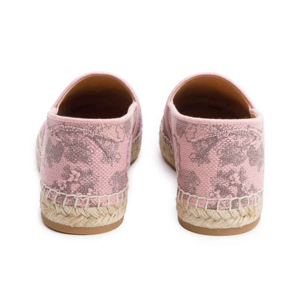 Pink Embroidered Toile De Jouy Granville Espadrille, Size 40 w/ Box