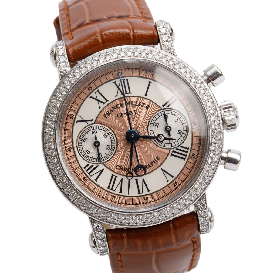 Platinum Pave Diamond 34 MM Chronograph Watch 2865 NAD