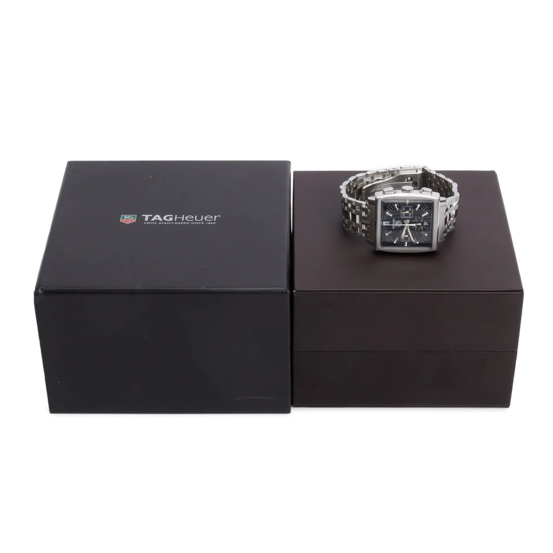 Stainless Steel Monaco 38 MM Automatic Watch Black Dial CW2111-0 w/ Box