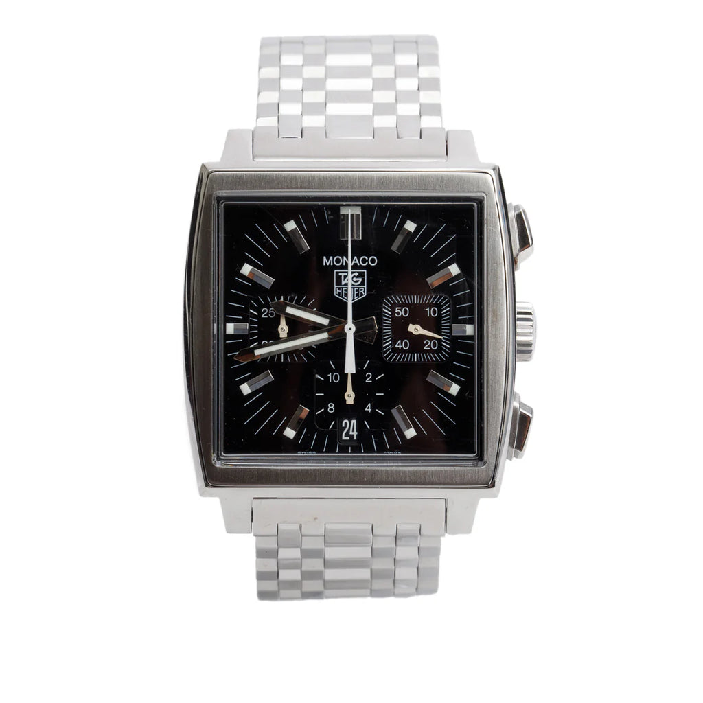 Stainless Steel Monaco 38 MM Automatic Watch Black Dial CW2111-0 w/ Box