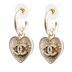 2023 Gold Plated Resin &amp; Strass CC Heart Drop Earrings w/ Box Coeur Cult Core