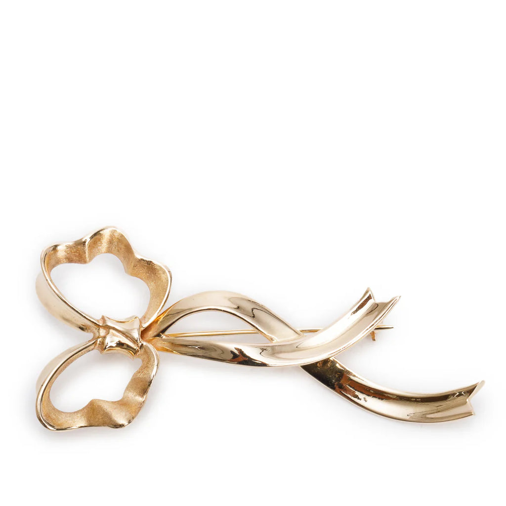 Vintage 18k Yellow Gold Bow Brooch Coeur Cult Core