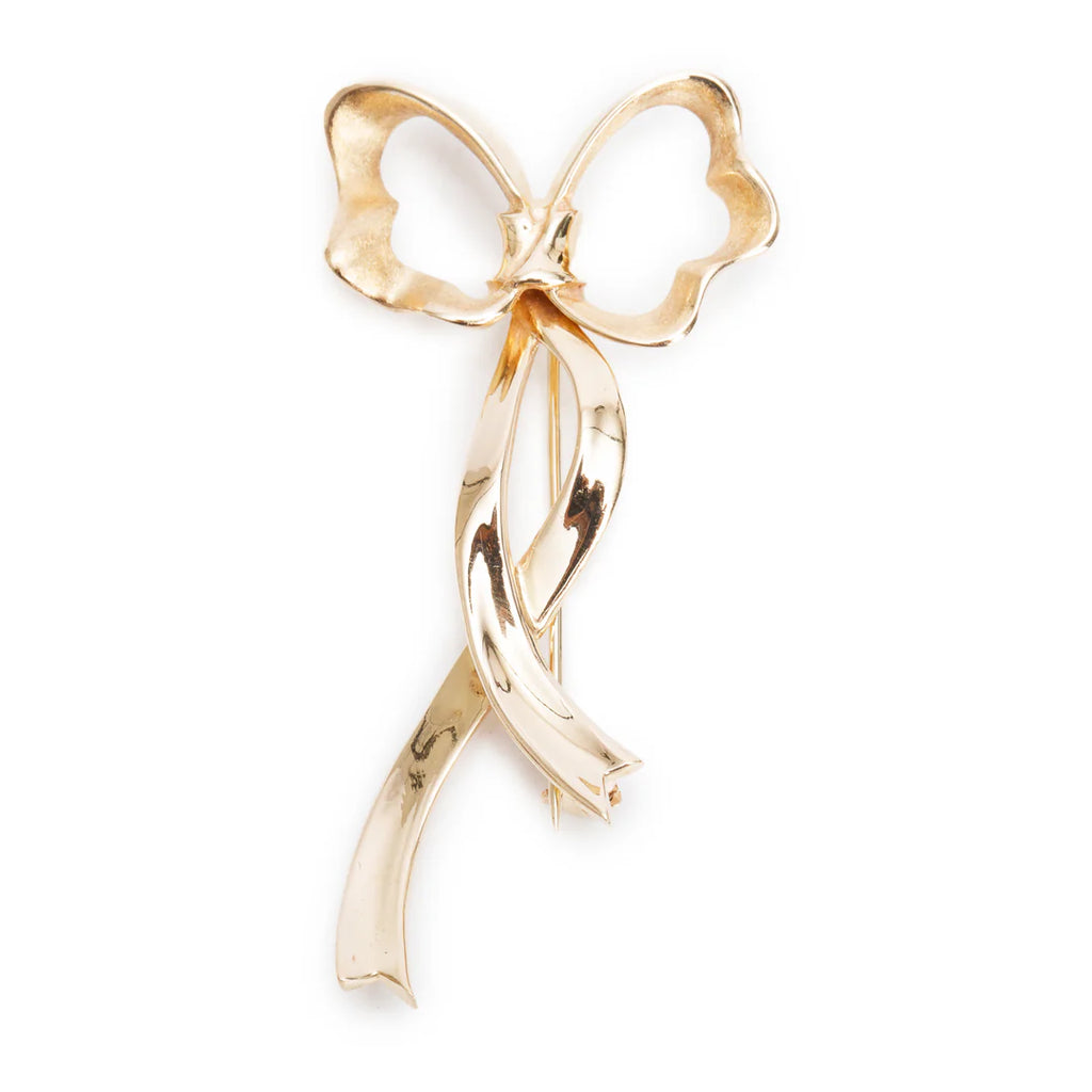 Vintage 18k Yellow Gold Bow Brooch Coeur Cult Core