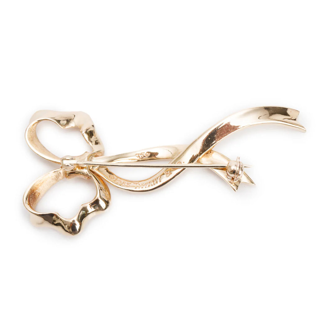 Vintage 18k Yellow Gold Bow Brooch Coeur Cult Core