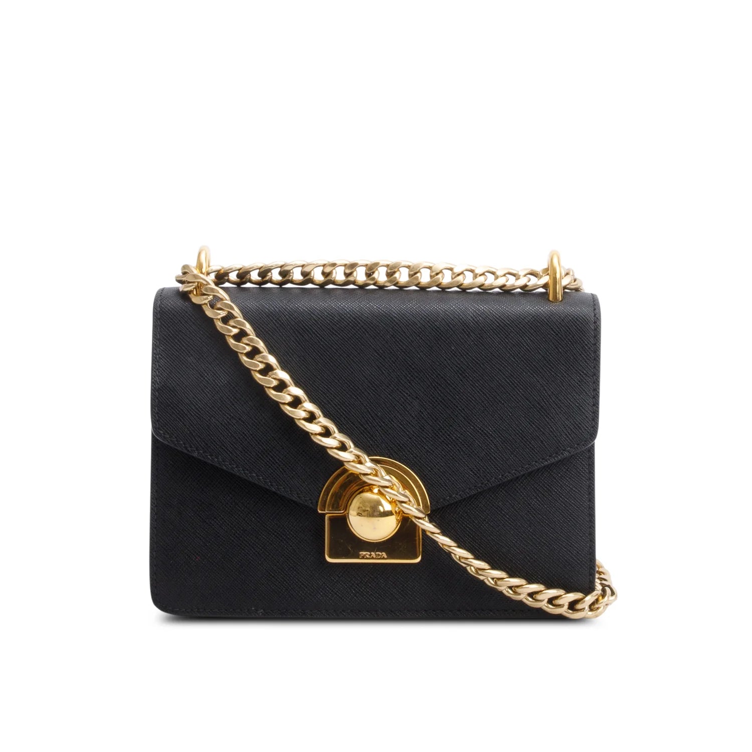 Black Saffiano Soft Calf Leather Arcade Shoulder Bag w/ Authentcity Card Coeur Cult Core
